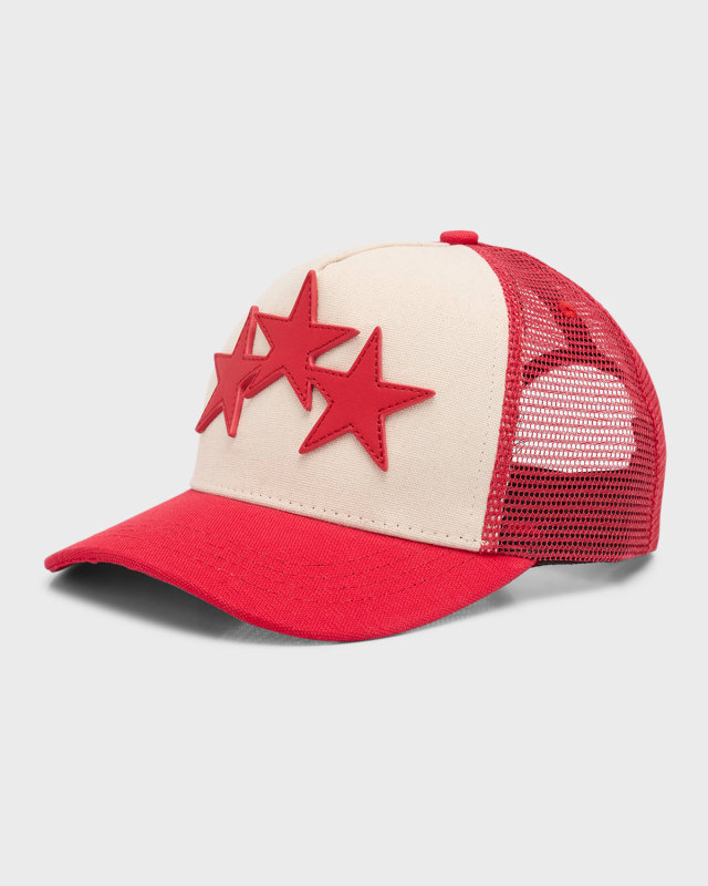 Kid's Leather 3-Star Cotton Canvas Trucker Hat